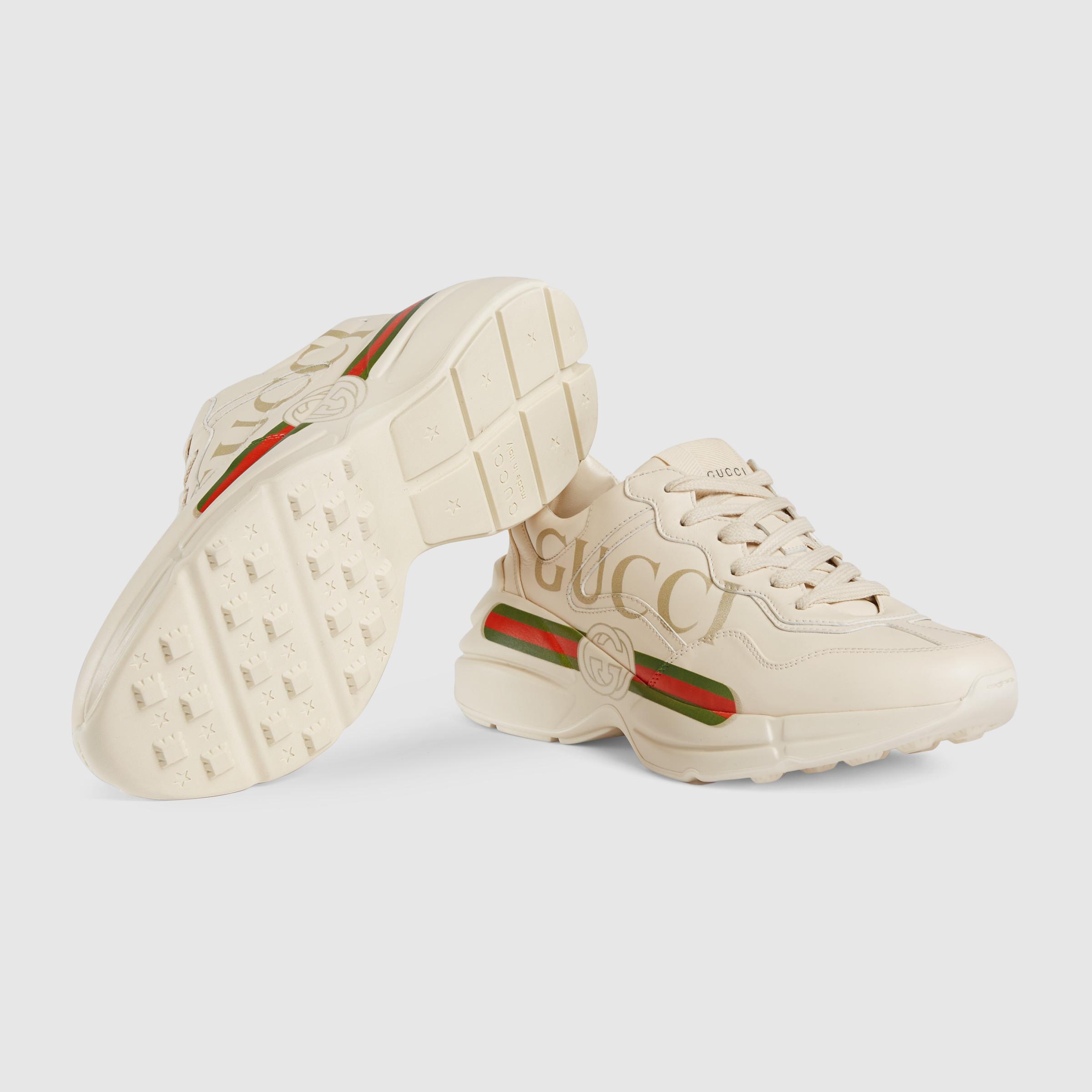 Giày Gucci nữ Rhyton Logo Leather Sneaker