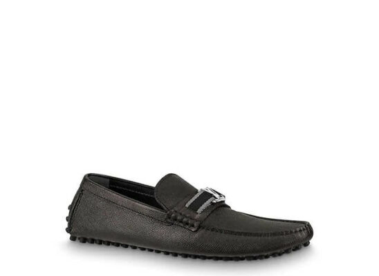 Giày lười Louis Vuitton Hockenheim Moccasin da Taiga màu đen