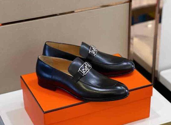 Giày lười Hermes Bemol loafer đế cao màu đen