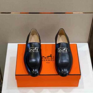 Giày lười Hermes Bemol loafer đế cao màu đen