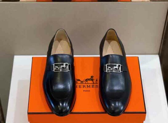 Giày lười Hermes Bemol loafer đế cao màu đen