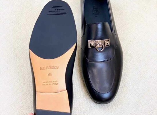 Giày lười Hermes Blaise Loafer da trơn màu đen