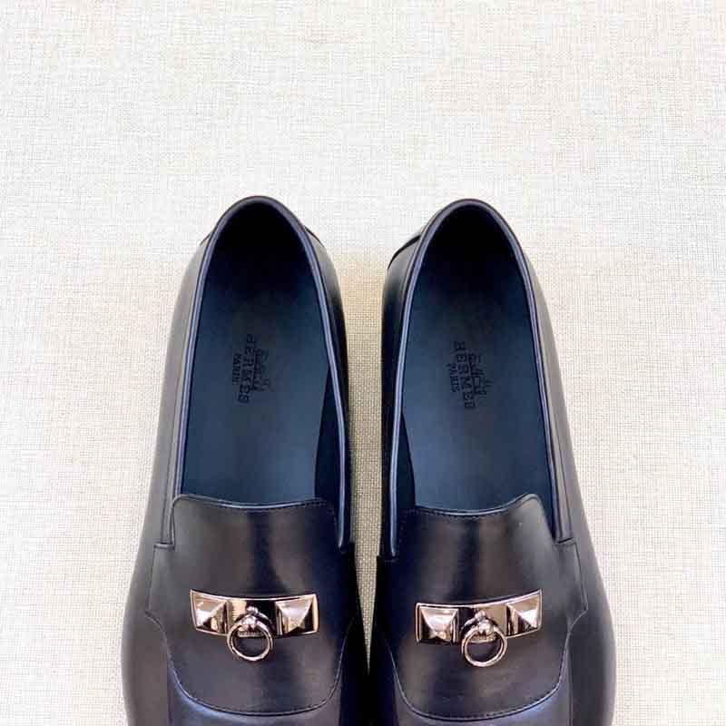 Giày lười Hermes Paris Loafer da trơn màu đen