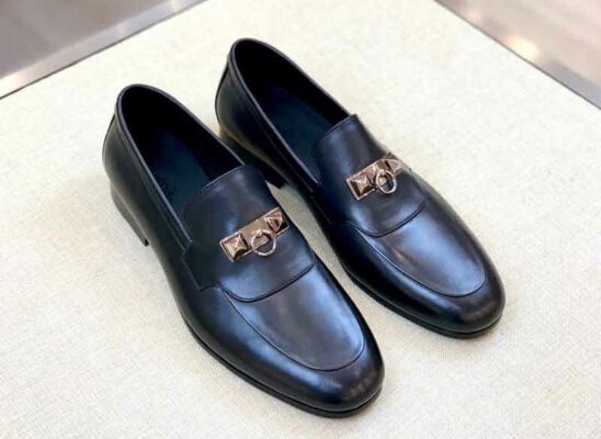 Giày lười Hermes Blaise Loafer da trơn màu đen