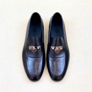 Giày lười Hermes Blaise Loafer da trơn màu đen