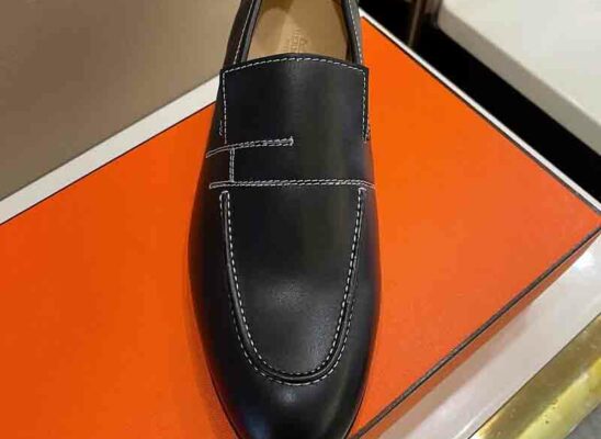 Giày lười Hermes Monterey Loafer đế cao chỉ trắng