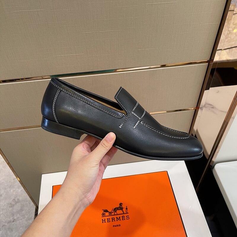 Giày lười Hermes Monterey Loafer đế cao chỉ trắng