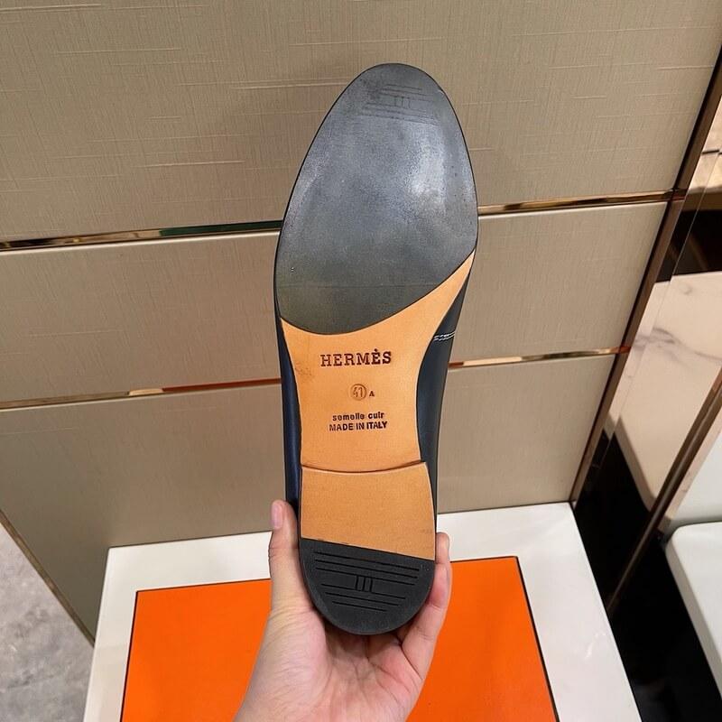 Giày lười Hermes Monterey Loafer đế cao chỉ trắng