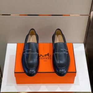 Giày lười Hermes Monterey Loafer đế cao chỉ trắng