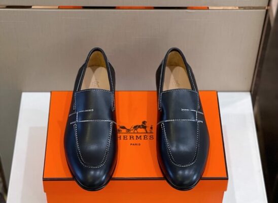 Giày lười Hermes Monterey Loafer đế cao chỉ trắng