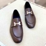 Giày lười Hermes Paris Loafer da taiga màu nâu