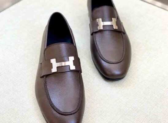 Giày lười Hermes Paris Loafer da taiga màu nâu