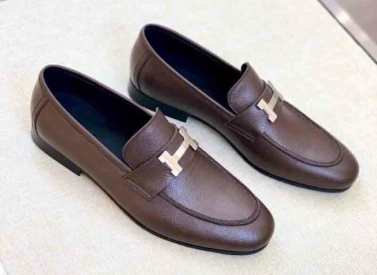 Giày lười Hermes Paris Loafer da taiga màu nâu