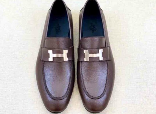 Giày lười Hermes Paris Loafer da taiga màu nâu