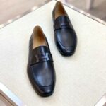 Giày lười Hermes Paris Loafer siêu cấp khóa màu đen