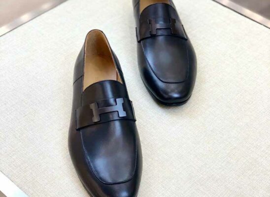 Giày lười Hermes Paris Loafer siêu cấp khóa màu đen