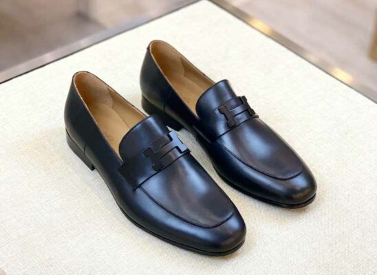 Giày lười Hermes Paris Loafer siêu cấp khóa màu đen