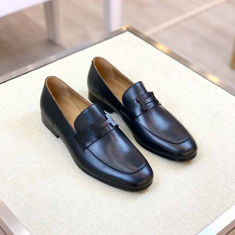 Giày lười Hermes Paris Loafer siêu cấp khóa màu đen