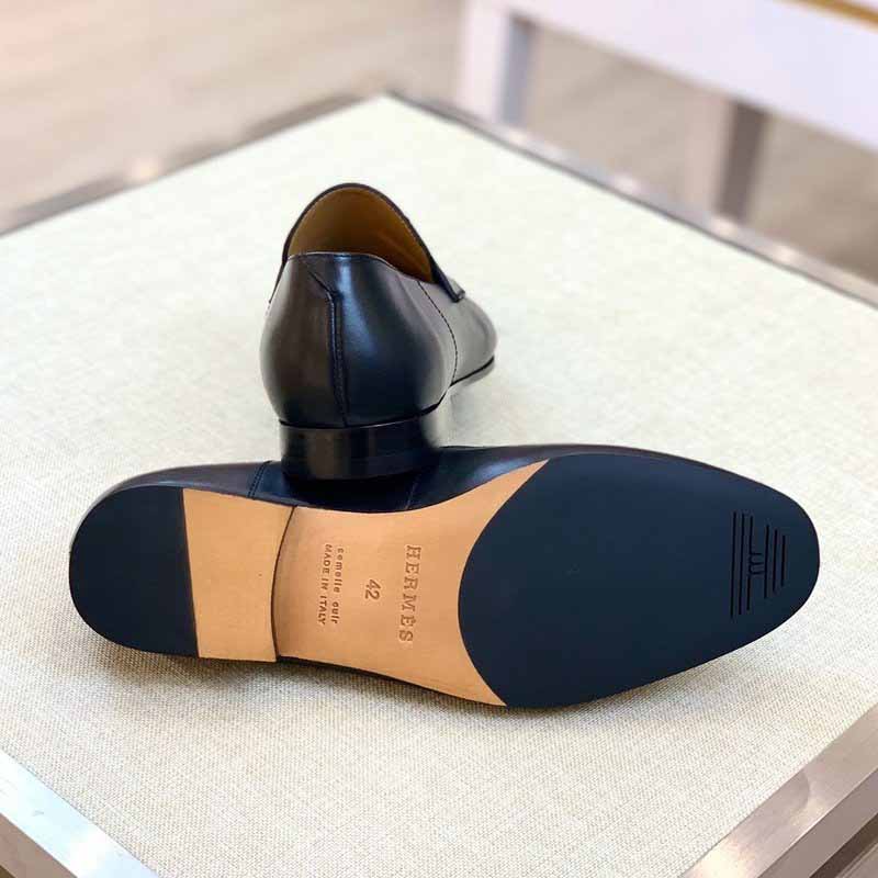 Giày lười Hermes Paris Loafer siêu cấp khóa màu đen