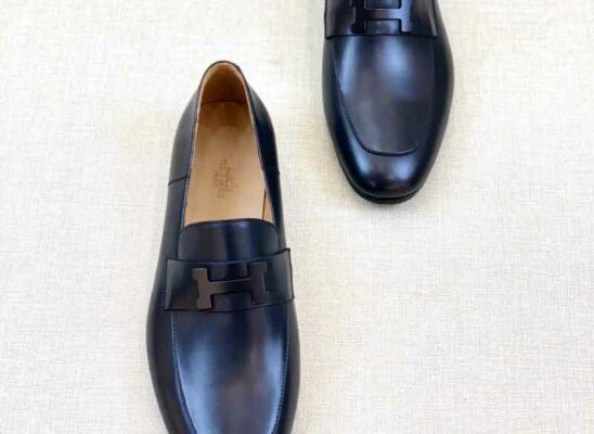 Giày lười Hermes Paris Loafer siêu cấp khóa màu đen