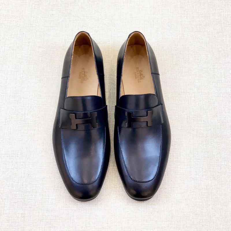 Giày lười Hermes Paris Loafer siêu cấp khóa màu đen