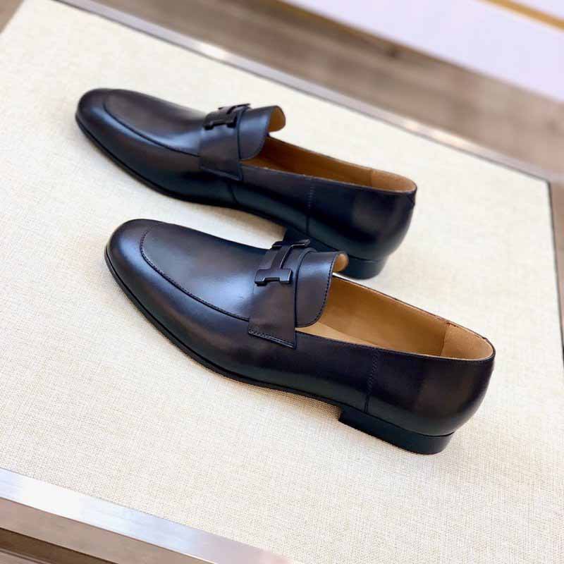 Giày lười Hermes Paris Loafer siêu cấp khóa màu đen