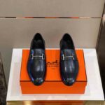 Giày lười Hermes Saga loafer đế cao màu đen