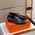 Giày lười Hermes Saga loafer đế cao màu đen