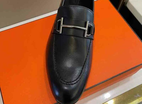 Giày lười Hermes Saga loafer đế cao màu đen