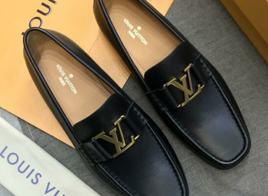 Giày lười Louis Vuitton Montaigne Loafer khóa màu vàng