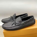 Giày lười Louis Vuitton Arizona Moccasin siêu cấp hoa chìm màu đen