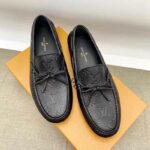 Giày lười Louis Vuitton Arizona Moccasin siêu cấp hoa chìm màu đen