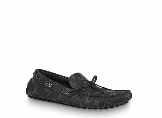 Giày lười Louis Vuitton Arizona Moccasin in Gray Monogram màu đen