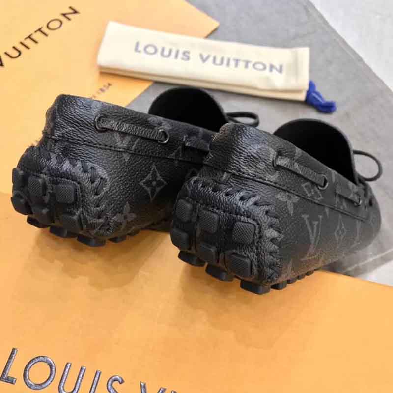 Giày lười Louis Vuitton Arizona Moccasin in Gray Monogram màu đen