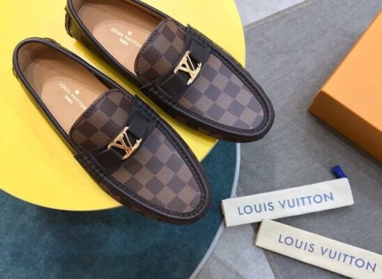 Giày lười Louis Vuitton Hockenheim Moccasin Caro màu nâu siêu cấp