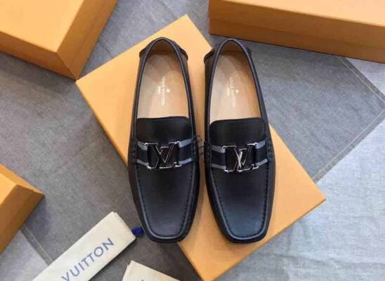 Giày lười Louis Vuitton Hockenheim Moccasin khóa màu trắng