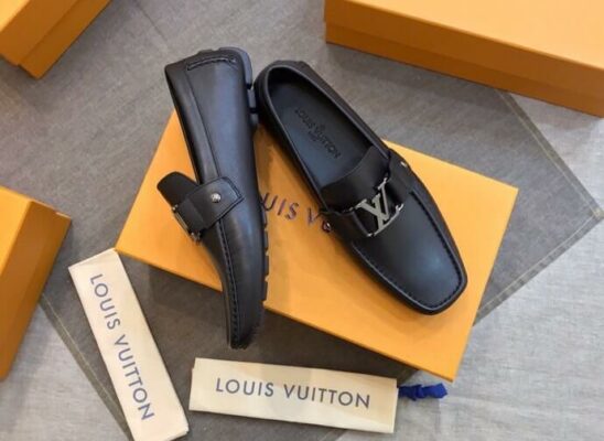 Giày lười Louis Vuitton Monte Carlo da trơn màu đen