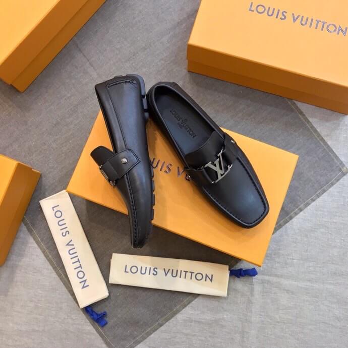 Giày lười Louis Vuitton Monte Carlo da trơn màu đen