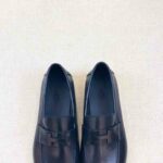 Giày lười Hermes Paris loafer đế cao màu xanh Navy