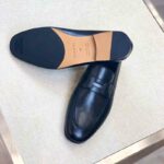 Giày lười Hermes Paris loafer đế cao màu xanh Navy