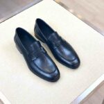 Giày lười Hermes Paris loafer đế cao màu xanh Navy