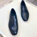 Giày lười Hermes Paris loafer đế cao màu xanh Navy