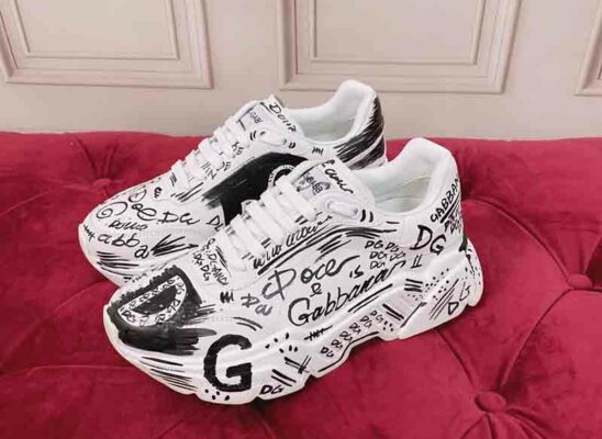 Giày thể thao Dolce Gabbana Hand Painted Graffiti Calfskin Nappa Daymaster