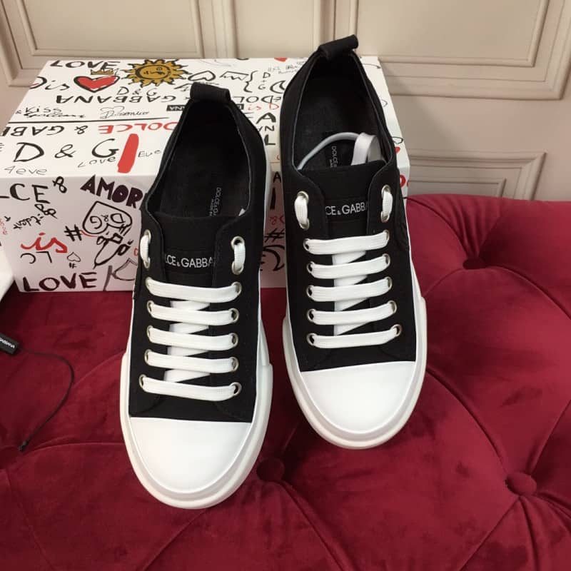 Giày thể thao Dolce Gabbana Canvas Portofino Light Sneakers With DG Logo màu đen