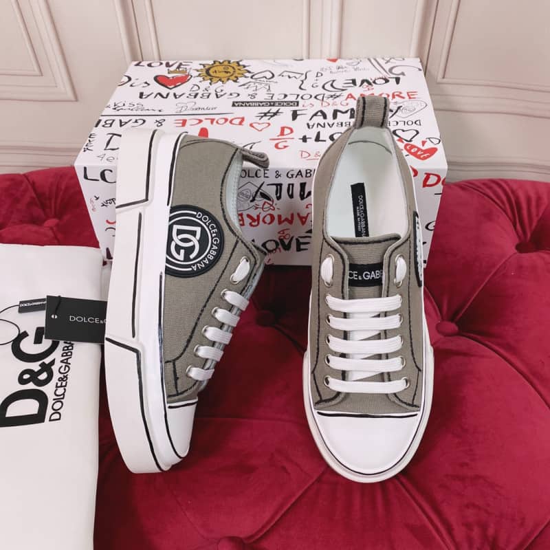 Giày thể thao Dolce Gabbana Canvas Portofino Light Sneakers With DG Logo màu xám