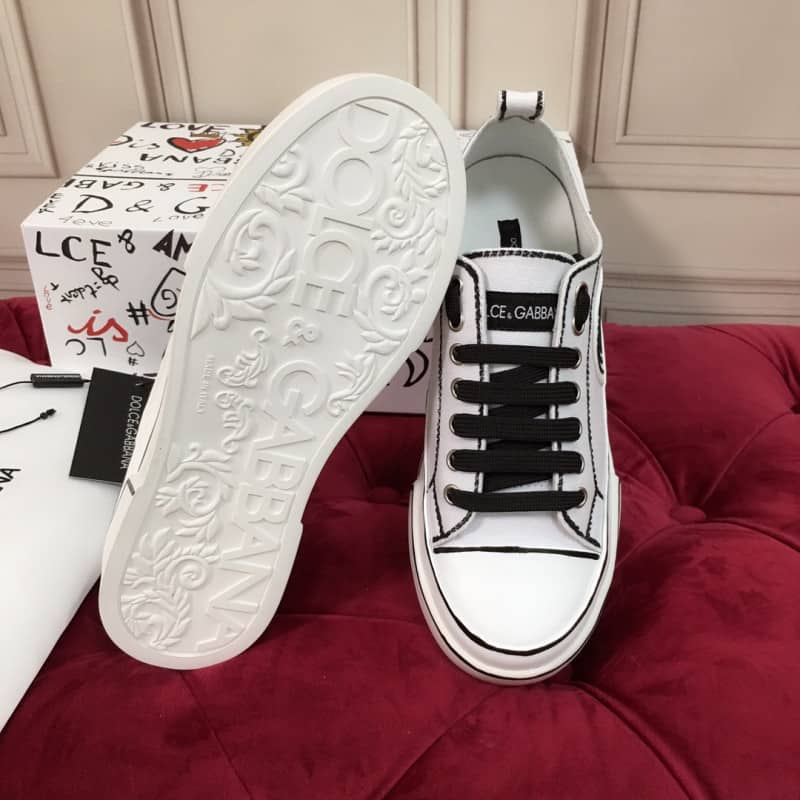 Giày thể thao Dolce Gabbana Canvas Portofino Light Sneakers With DG Logo màu trắng