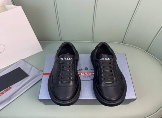 Giày thể thao Prada Macro Leather and Nylon Sneaker màu đen