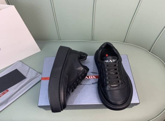 Giày thể thao Prada Macro Leather and Nylon Sneaker màu đen