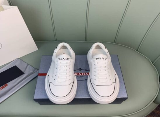 Giày thể thao Prada Macro Leather and Nylon Sneaker màu trắng