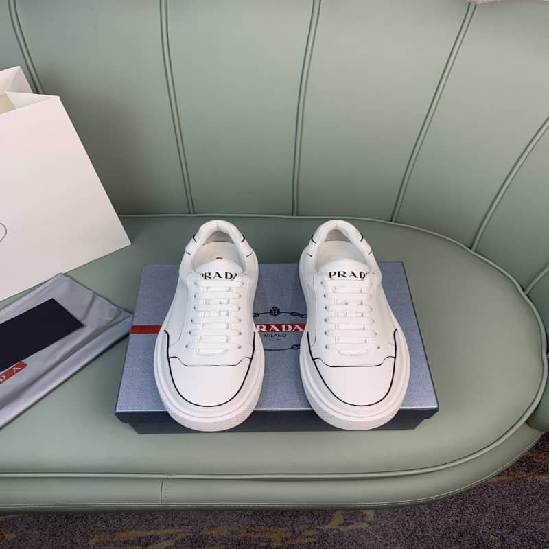 Giày thể thao Prada Macro Leather and Nylon Sneaker màu trắng